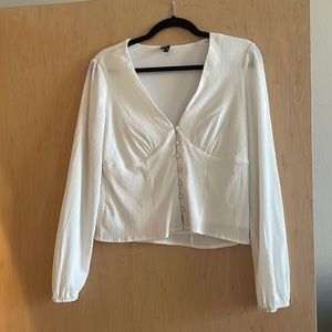Vero Moda White Long Sleeve Button Down Blouse